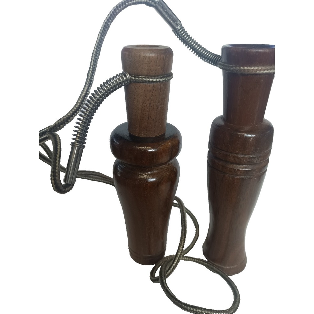 Vintage Set of‎ TWO wooden Duck Calls on Lanyard